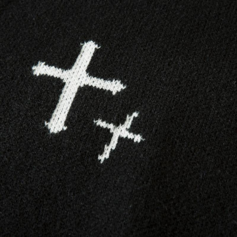 Vintage Ripped Cross Knitted Sweater