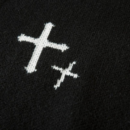 Vintage Ripped Cross Knitted Sweater