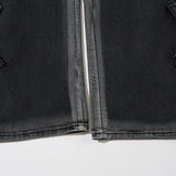 Washed Women's Cross Patch Black Jeans