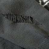 Loose Knitted Cross Ripped Sweater