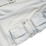 Multi-Pocket Light Blue Cargo Pants