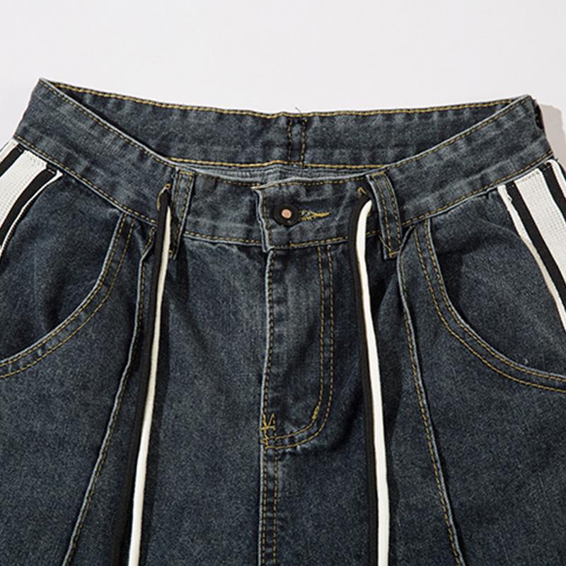 Vintage Side Stripes Drawstring Jeans