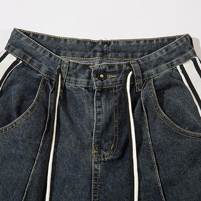 Vintage Side Stripes Drawstring Jeans