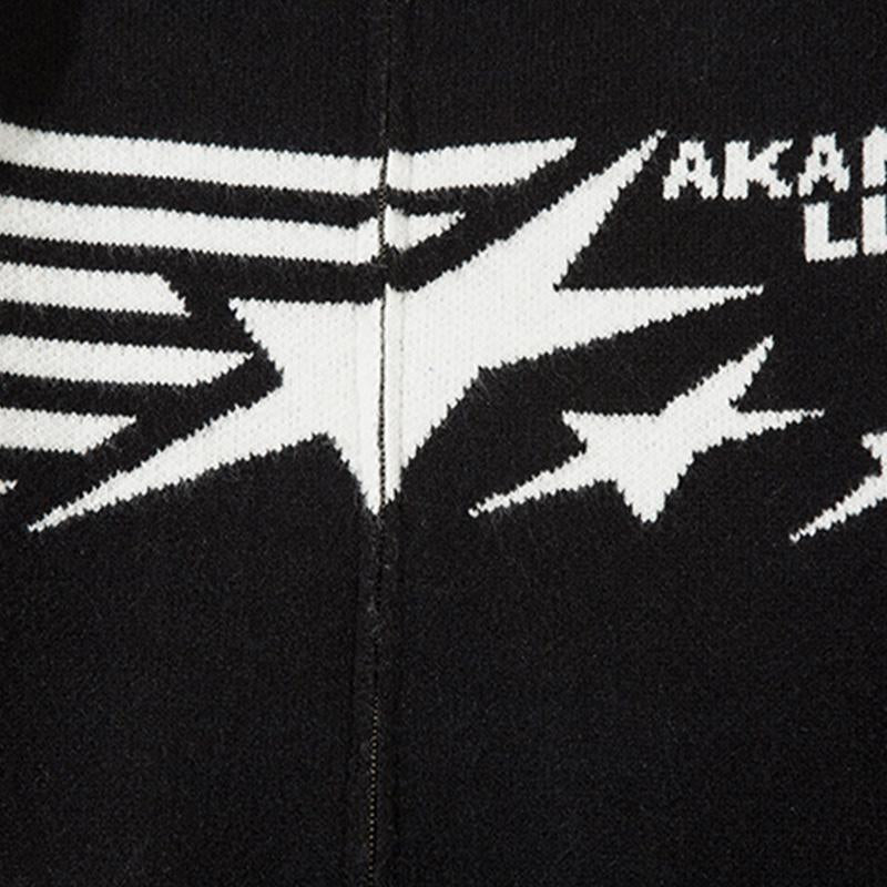 Star Print Zip-up Knitted Jacket