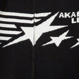 Star Print Zip-up Knitted Jacket