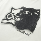 Abstract Dual Cat Graphic T-shirt