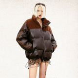 Loose Padded PU Leather Jacket