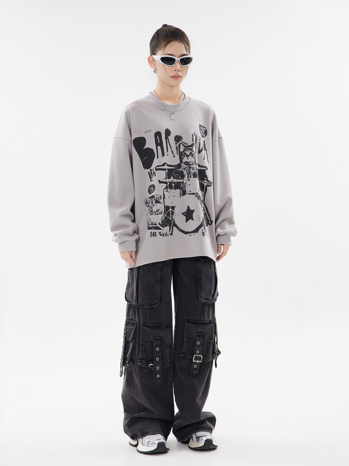 Rockstar Cat Drummer Sweatshirt