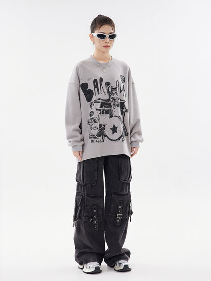 Rockstar Cat Drummer Sweatshirt