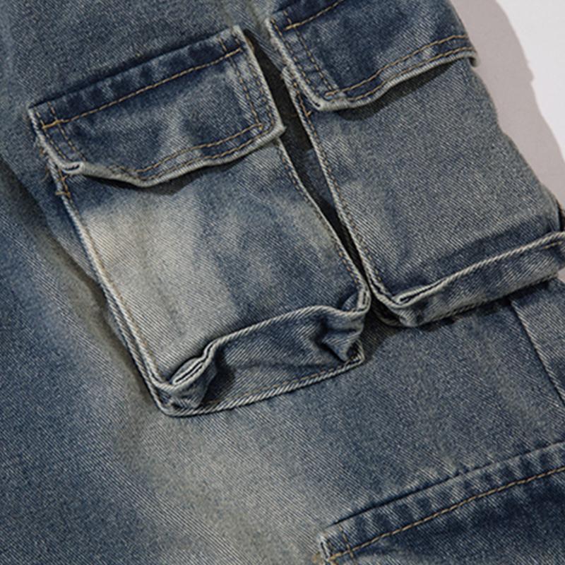Multi-Pockets Retro Loose Pants