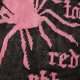 Spider Web Graphic Ripped Sweater