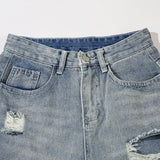 Distressed Straight Patchwork Jeans