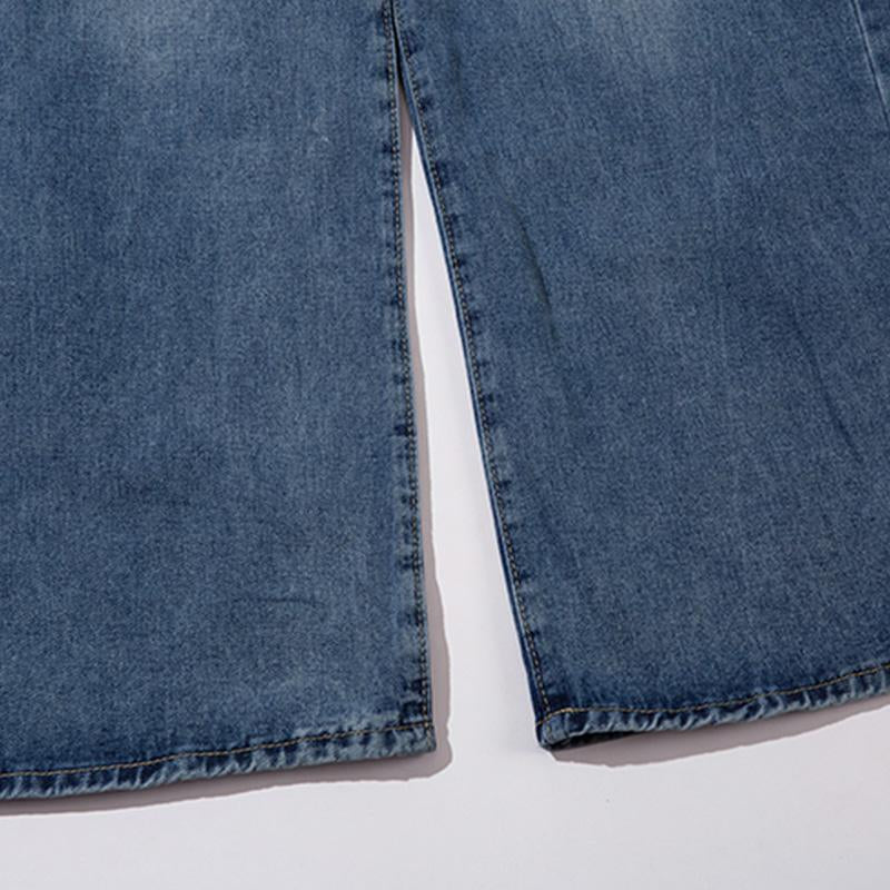Drawstring Baggy Blue Denim Jeans