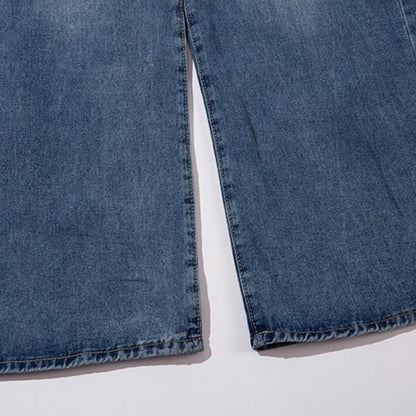 Drawstring Baggy Blue Denim Jeans
