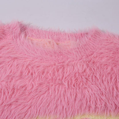 Y2k Fuzzy Knitted Sweater