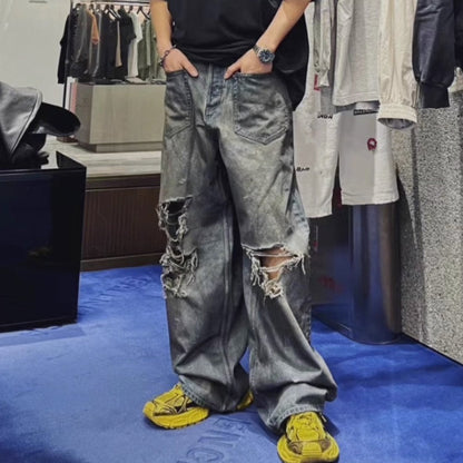 Retro Loose-Fit Ripped Jeans