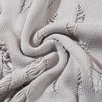 Y2k Ripped Loose Solid Color Sweater