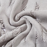 Y2k Ripped Loose Solid Color Sweater