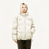 Letter Printed Padded Leather Jacket