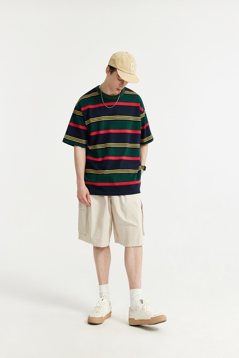 Loose Striped Contrast T-shirt
