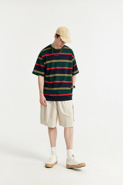 Loose Striped Contrast T-shirt
