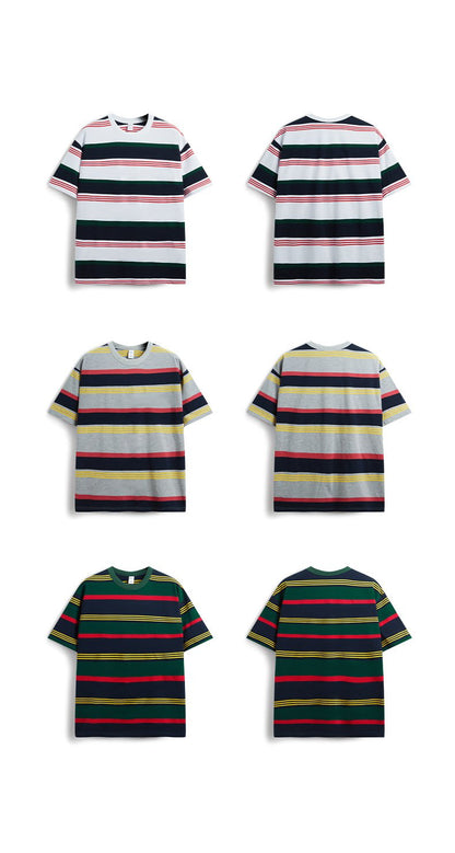 Loose Striped Contrast T-shirt