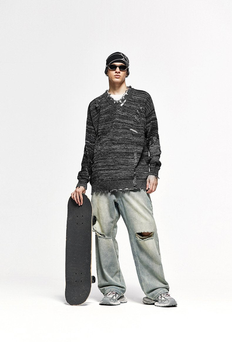 Loose Ripped Knitted Sweater