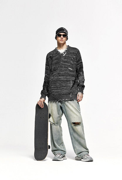 Loose Ripped Knitted Sweater
