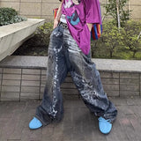 Wide-leg Baggy Graffiti Jeans