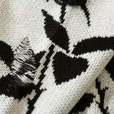 Loose Ripped Flower Knitted Sweater