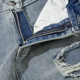 Distressed Straight Patchwork Jeans