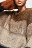 Fuzzy Loose Striped Contrast Color Sweater