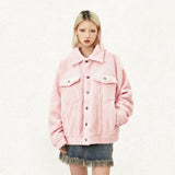 Loose Solid Color Lambs Wool Coat