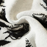 Loose Ripped Flower Knitted Sweater