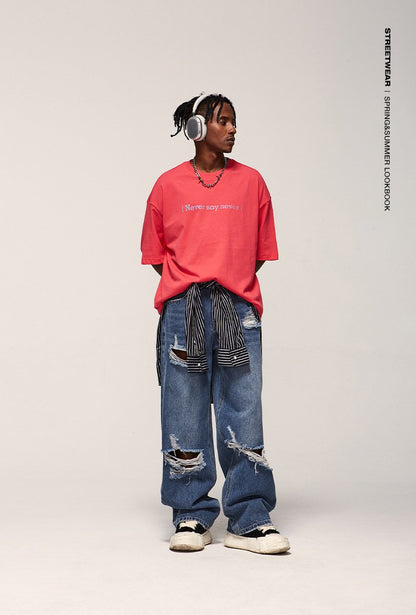 Loose Denim Ripped Washed Jeans