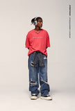 Loose Denim Ripped Washed Jeans