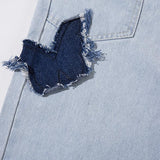 Butterfly Patch Embroidered Wide Leg Jeans