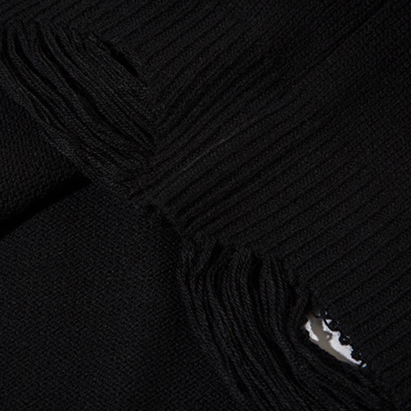 Solid Color Letter Ripped Hole Sweater