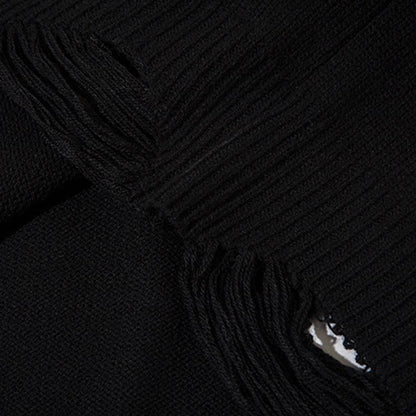 Solid Color Letter Ripped Hole Sweater