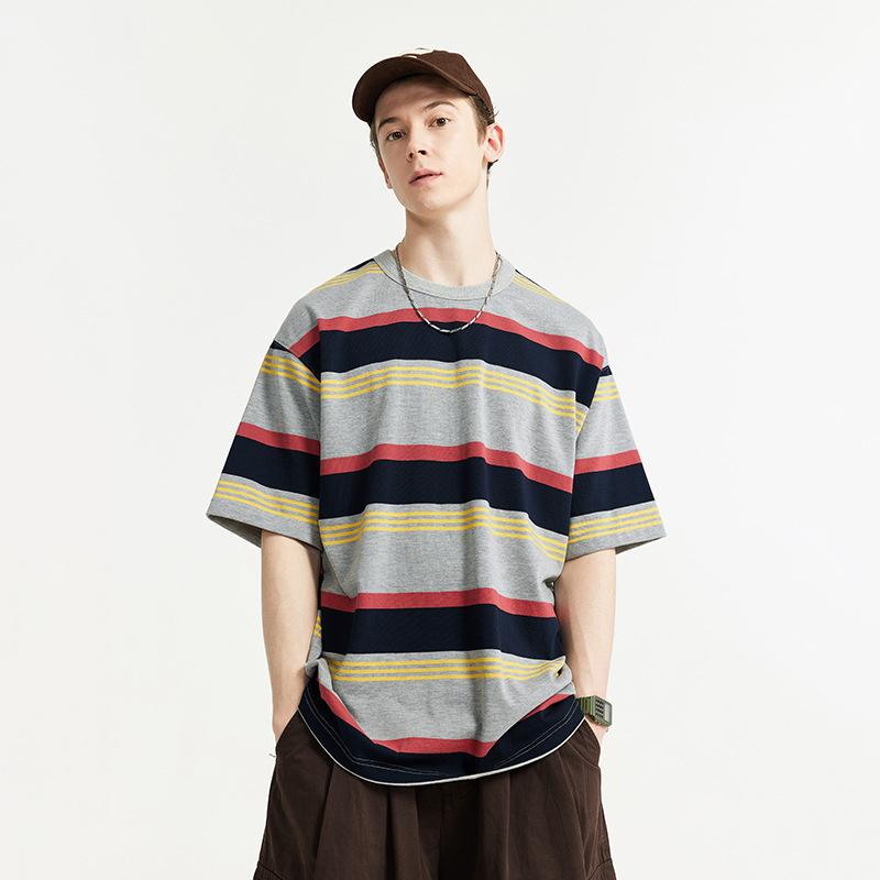 Loose Striped Contrast T-shirt