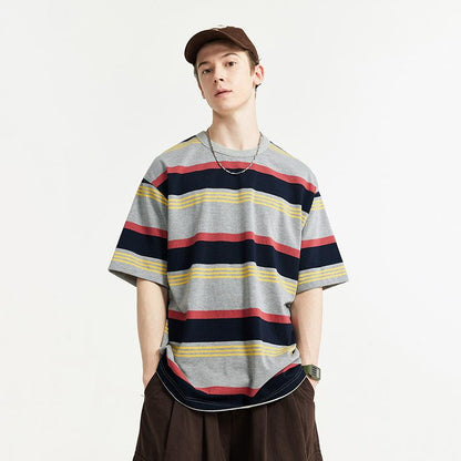 Loose Striped Contrast T-shirt