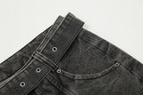 Utility Belted Wide-Leg Denim Jeans
