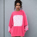 Cut-sleeve Letter Portrait Sweatshirt