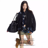 Y2K Floral-Trimmed Zip-Up Varsity Jacket