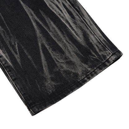 Laser Texture Straight Denim Pants