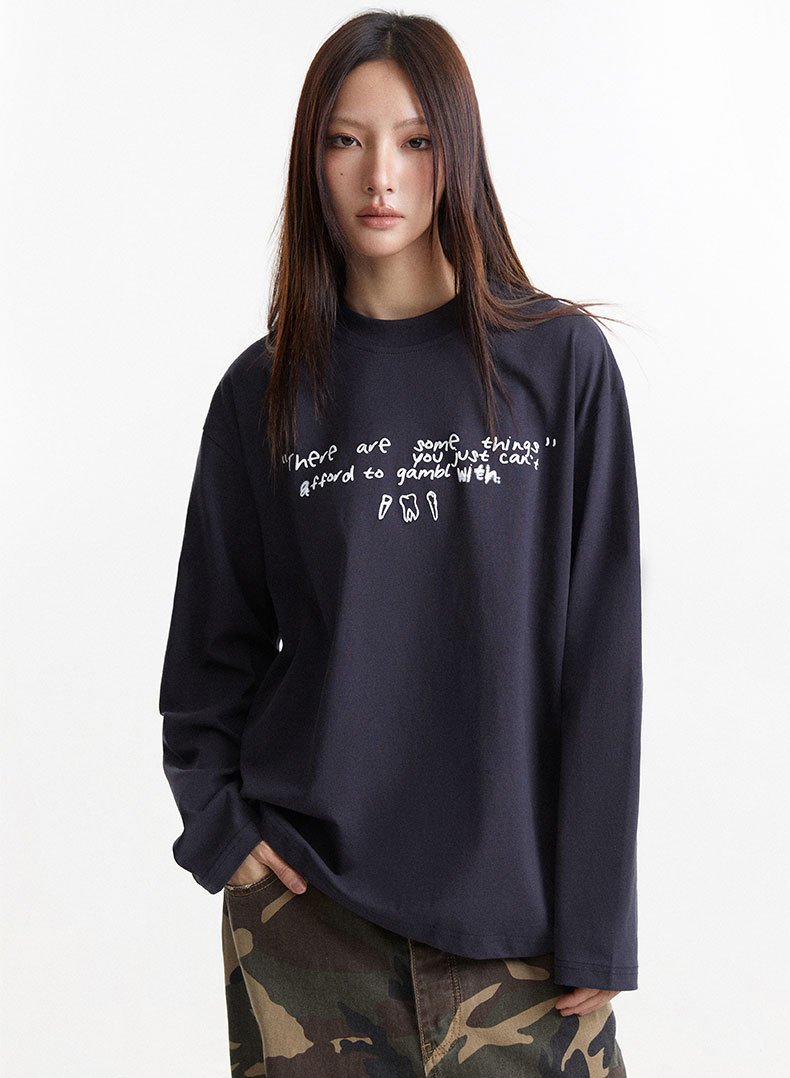 Graphic Text Long Sleeve T-shirt