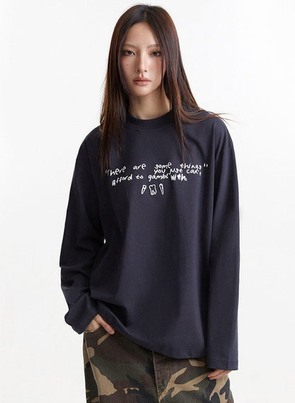 Graphic Text Long Sleeve T-shirt