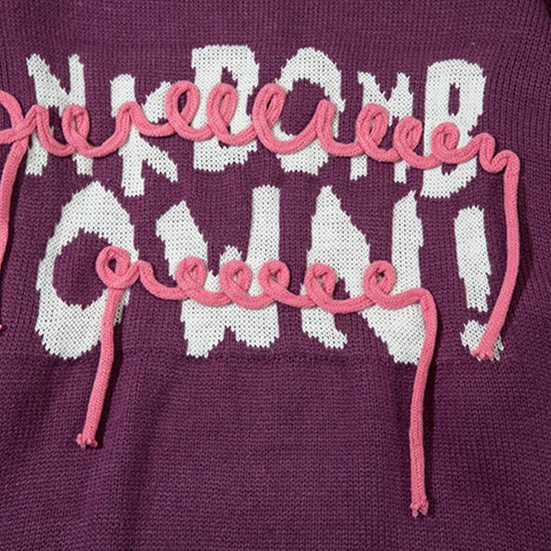 Rope Letter Print Sweater