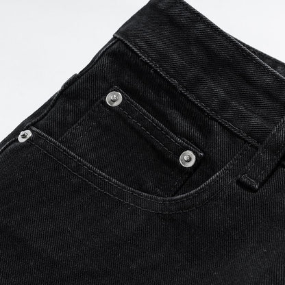 Black Solid Straight Jeans