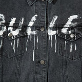"Bullet" Letter print Washed Jacket